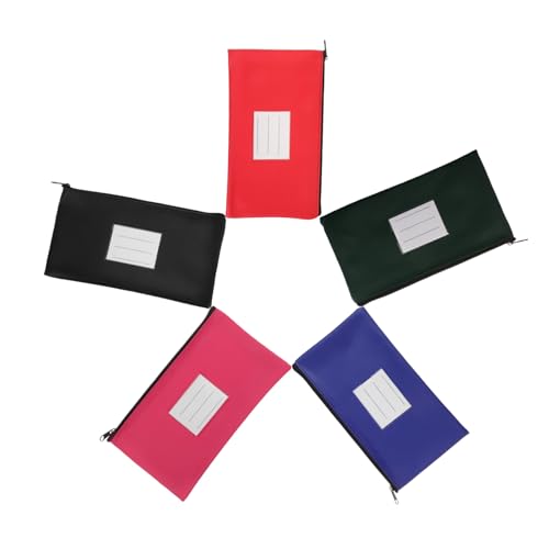 OFFSCH 5 Stück Teiliges Geldtaschen aus Langlebigem PU Leder mit Reißverschluss und Etikett Vielseitiger Dokumenten und Quittungsorganizer für Büro Zuhause und Reisen in Schwarz Blau Rot OFFSCH 5 Stück Teiliges Geldtaschen aus Langlebigem PU Leder mit Reißverschluss und Etikett Vielseitiger Dokumenten und Quittungsorganizer für Büro Zuhause und Reisen in Schwarz Blau Rot von OFFSCH
