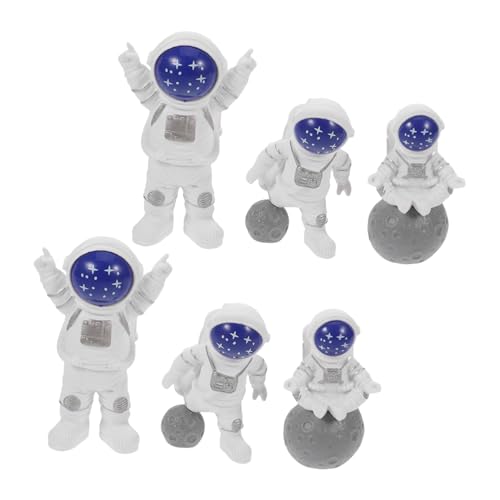 OFFSCH 6 Stück Teiliges Astronaut Tortendeko aus Harz Detailreiche Weltraum Figuren in Blau Lebendige Space Cake Toppers für Kindergeburtstag Multifunktionale Mini Raumfahrer Deko für von OFFSCH