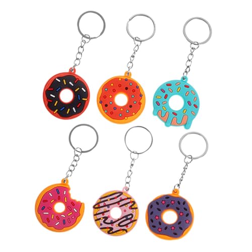 OFFSCH 6 Stück Teiliges Cartoon Donut Schlüsselanhänger aus PVC Weiches Material Niedlich Anhänger für Tasche Rucksack Mädchen Geschenkidee von OFFSCH