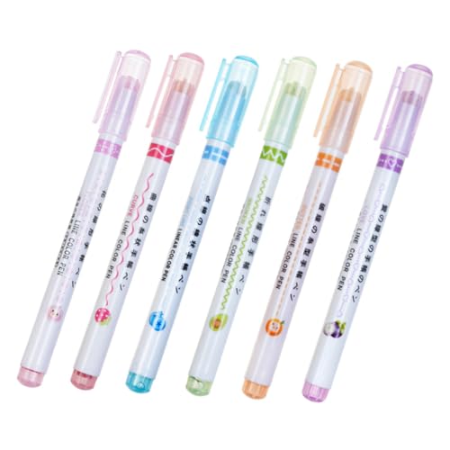 OFFSCH 6 Stück Teiliges Farbiger Highlighter Pens mit Schnelltrocknender Ergonomisch Leichte Marker für Schüler und Studenten zum Lesen Schreiben Markieren und Lernen von OFFSCH