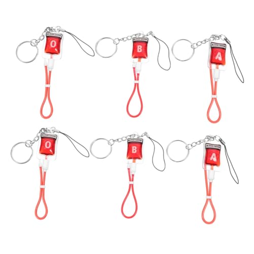 OFFSCH 6 Stück Teiliges Halloween Gothic Blutgruppen Schlüsselanhänger Vampir Party Deko mit B und Typen Blutige Anhänger für Schlüssel und Handy Gruselige Partyaccessoires von OFFSCH