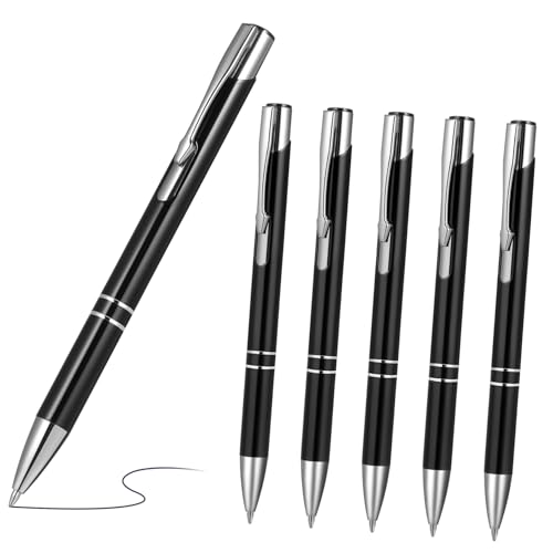 OFFSCH 6 Stück Teiliges Metall Kugelschreiber Schwarz Druckmechanisch Spitze Langlebig mit Clip für Schule Büro Komfortabel und Robust OFFSCH 6 Stück Teiliges Metall Kugelschreiber Schwarz Druckmechanisch Spitze Langlebig mit Clip für Schule Büro Komfortabel und Robust von OFFSCH