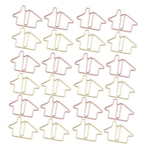 OFFSCH 60 Stück Hausförmige Metall Büroklammern Gold Roségold Kreative Niedliche Papierclips Für Büro Zuhause Organisation Robuste Notizklammern Für Dokumente Und Bastelbedarf von OFFSCH