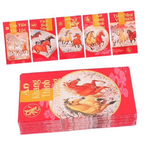 OFFSCH 60 Stück Rote Umschläge Jahr Des Pferdes Vietnamesische Neujahrs Lucky Money Briefumschläge aus Papier Traditionell Langlebig mit Pferdemotiv für Lunar Year Feierlichkeiten von OFFSCH