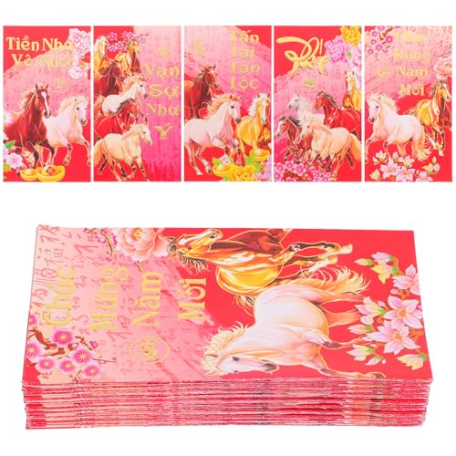 OFFSCH 60 Stück Vietnamesische Neujahrs Glücksmoney Umschläge Jahr Des Pferdes Rote Papier Lixí Umschläge Traditionelle Lunarfest Geldumschläge für Bargeld von OFFSCH