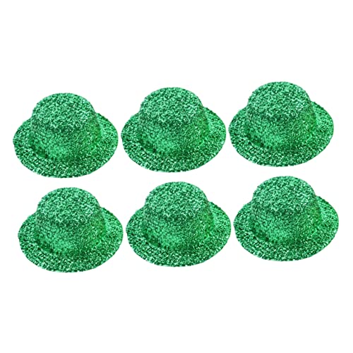 OFFSCH 6St Irischer Hahnrei glitzernde grüne Minihüte Glitzer-Zylinder Haarspangen Haar Klammern Miniaturhüte st. Paddys Day Puppen Blitz Partyhut Fedora Yingschi Baby von OFFSCH