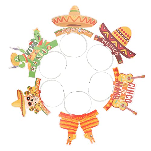 OFFSCH 6st Mexikanisches Stirnband Stirnbänder Papier Sombrero-stirnbänder Karneval Kopfschmuck Lustiges Fiesta-hut-stirnband Sombrero-partyhut Aluminiumfolie Bilden Kind Strohhut von OFFSCH