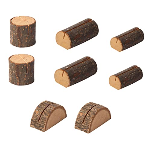 OFFSCH 8 Stück Kartenhalter aus Holz Form Fotohalter Bild Inhaber Tischdeckel Hochzeit Zahlen Desktop - Memo -Clip Kartenhalter platzieren Basis-Fotoclip Halter für Memo-Clips von OFFSCH