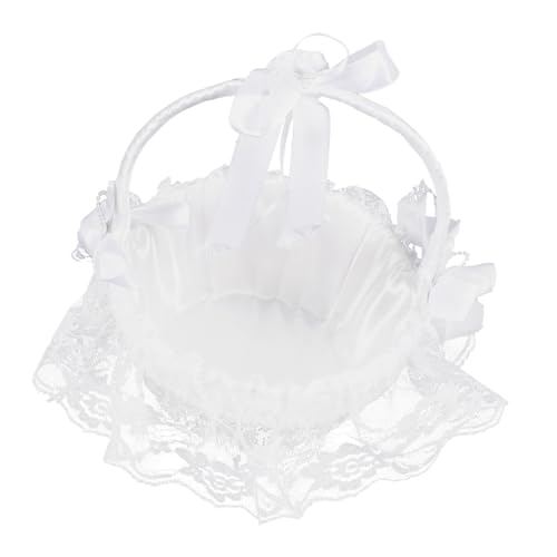 OFFSCH Eleganter Runder Blumenkorb mit Spitze Leichter Tragbarer Hochzeits Blumenkorb für Blumenmädchen Wiederverwendbarer Flechtkorb für Zeremonie und Festveranstaltungen S Weiß OFFSCH Eleganter Runder Blumenkorb mit Spitze Leichter Tragbarer Hochzeits Blumenkorb für Blumenmädchen Wiederverwendbarer Flechtkorb für Zeremonie und Festveranstaltungen S Weiß von OFFSCH