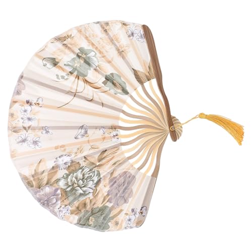 OFFSCH Faltbarer Holz Fächer mit Blumenmuster Dekorativer Handfächer für Frauen Leicht und Kompakt für Tanz Bühnenauftritte und Sommerliche Fotorequisiten von OFFSCH