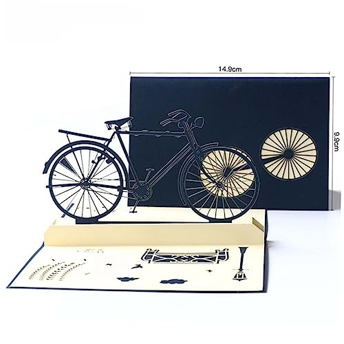 OFFSCH Grußkarte mit Retro Fahrrad Design Kreative Vatertagskarte Dreidimensionale Klappkarte für Party und Hochwertige Papierkarte in Originelle Fahrradfahrer von OFFSCH