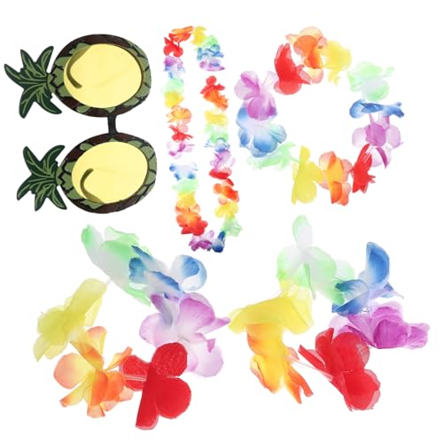 OFFSCH Hawaiian Flower Garland und Pineapple Eyeglasses für Sommer Pool Party Luau Beach Hochzeit Kostüm Accessoire Tropische Party Deko und Fotorequisite von OFFSCH