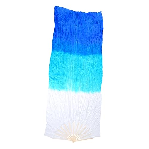 OFFSCH Langer Seidenfächer mit Schleier für Bauchtanz Gradient Fächer Blau für Frauen Leicht und Elegant mit Robustem Bambusrahmen OFFSCH Langer Seidenfächer mit Schleier für Bauchtanz Gradient Fächer Blau für Frauen Leicht und Elegant mit Robustem Bambusrahmen von OFFSCH