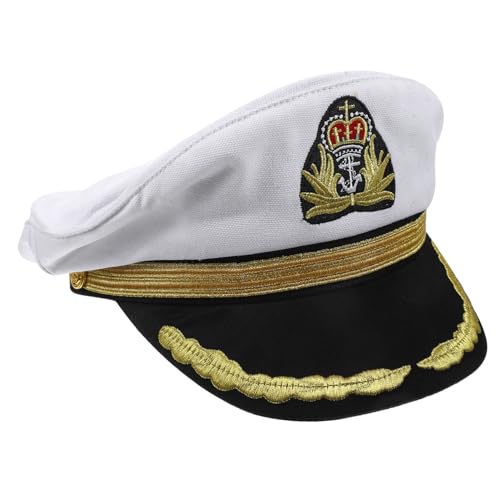 OFFSCH Matrosen Mütze aus Baumwolle mit Feiner Stickerei Dekorative Kapitänsmütze für Kostüm Party und Cosplay Bequeme Passform Geeignet für Themen und Segelpartys von OFFSCH