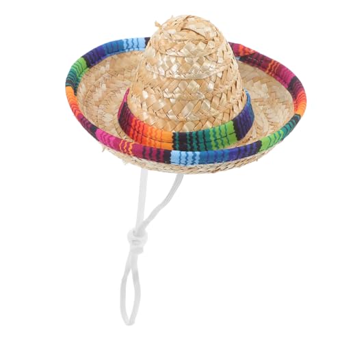 OFFSCH Mexikanischer Kleiner Strohhut mit Kinnriemen Leichter Partyhut für Karneval Mexikanische Feiertage Fotorequisit und Partygeschenk Trendiger Sombrero für Fasching und von OFFSCH