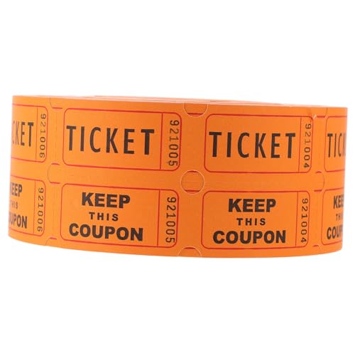 OFFSCH Raffle Tickets Rolle Orange Perforierte Gewinnlose für Veranstaltungen und Verlosung Praktische Wertmarken Starkes Papier Einfache Handhabung für Feier und Spiel von OFFSCH