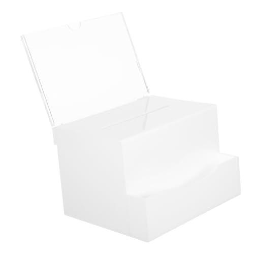 OFFSCH Transparente Acryl Spendenbox mit Schloss Wahlurne für Spenden Vorschläge und Abstimmungen für Schule Büro und Veranstaltungen Weiß von OFFSCH