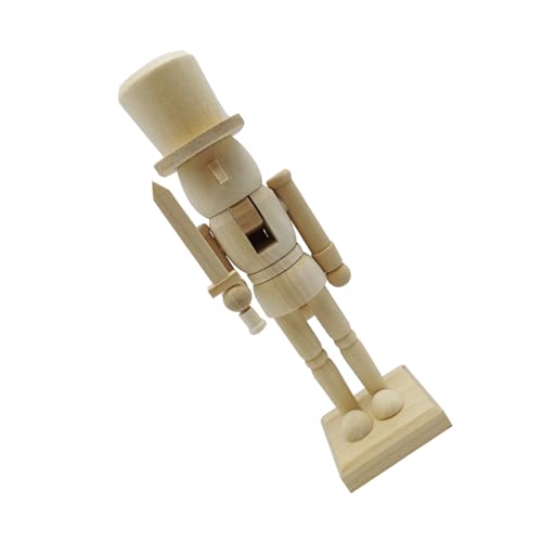 OFFSCH Unbemalter Holz Nussknacker Soldat zum Bemalen Stabile Weihnachtsdekoration DIY Holzfigur für Festliche Tisch Wohnraumgestaltung Traditionelles Xmas Ornament für Erwachsene von OFFSCH