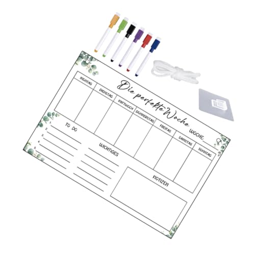 OFFSCH löschbarer Notizblock Trockenlöschkalender für den Kühlschrank Essensplaner kleines Whiteboard zum Aufhängen Wöchentliche trocken abwischbare Tafel Wandplaner Acryl Transparent von OFFSCH