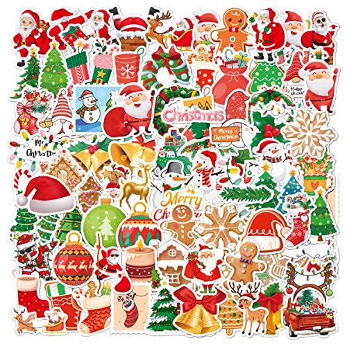 100 Stück Weihnachtssticker Sticker，Weihnachtsaufkleber Rund Geschenkaufkleber Frohe Weihnachten Etiketten Selbstklebend Rollen Stickers von OFGAOO