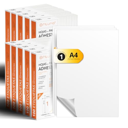 A4-Bögen mit weißen selbstklebenden Etiketten, Erstellen Sie Ihre eigenen individuellen, Sicherer selbstklebender A4-Papier, Selbstklebendes Etikett zum Bedrucken - Ofituria (1 pro Blatt, 2000 Bögen) A4-Bögen mit weißen selbstklebenden Etiketten, Erstellen Sie Ihre eigenen individuellen, Sicherer selbstklebender A4-Papier, Selbstklebendes Etikett zum Bedrucken - Ofituria (1 pro Blatt, 2000 Bögen) von OFITURIA