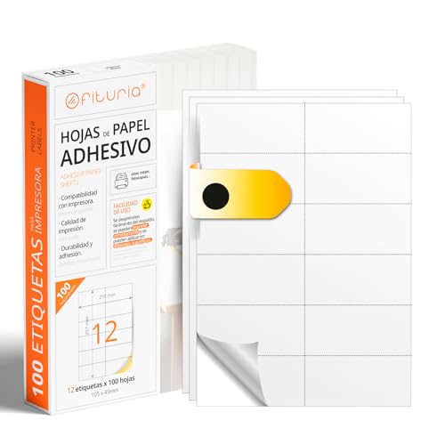 A4-Bögen mit weißen selbstklebenden Etiketten, Erstellen Sie Ihre eigenen individuellen, Sicherer selbstklebender A4-Papier, Selbstklebendes Etikett zum Bedrucken - Ofituria (12 pro Blatt, 100 Bögen) A4-Bögen mit weißen selbstklebenden Etiketten, Erstellen Sie Ihre eigenen individuellen, Sicherer selbstklebender A4-Papier, Selbstklebendes Etikett zum Bedrucken - Ofituria (12 pro Blatt, 100 Bögen) von OFITURIA