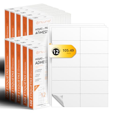 A4-Bögen mit weißen selbstklebenden Etiketten, Erstellen Sie Ihre eigenen individuellen, Sicherer selbstklebender A4-Papier, Selbstklebendes Etikett zum Bedrucken - Ofituria (12 pro Blatt, 1000 Bögen) A4-Bögen mit weißen selbstklebenden Etiketten, Erstellen Sie Ihre eigenen individuellen, Sicherer selbstklebender A4-Papier, Selbstklebendes Etikett zum Bedrucken - Ofituria (12 pro Blatt, 1000 Bögen) von OFITURIA