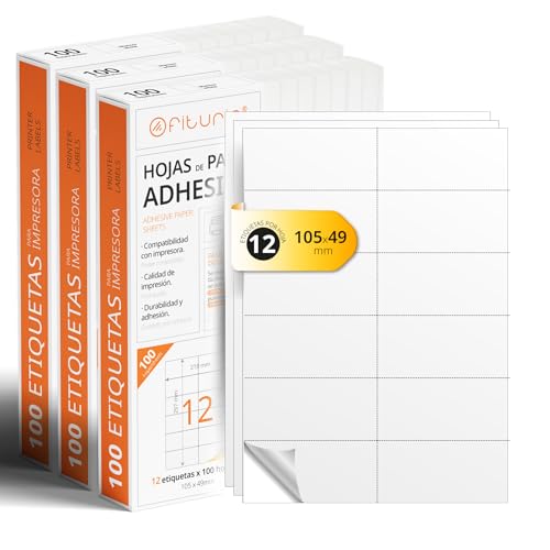 A4-Bögen mit weißen selbstklebenden Etiketten, Erstellen Sie Ihre eigenen individuellen, Sicherer selbstklebender A4-Papier, Selbstklebendes Etikett zum Bedrucken - Ofituria (12 pro Blatt, 300 Bögen) A4-Bögen mit weißen selbstklebenden Etiketten, Erstellen Sie Ihre eigenen individuellen, Sicherer selbstklebender A4-Papier, Selbstklebendes Etikett zum Bedrucken - Ofituria (12 pro Blatt, 300 Bögen) von OFITURIA