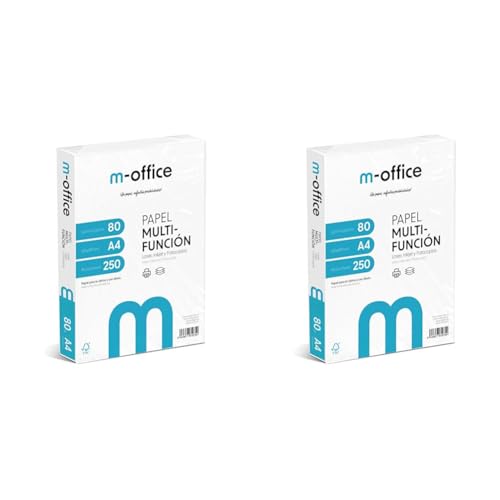 A4-Papier, 80 g, Packung mit 250 Blatt, Multifunktionspapier für Inkjet- und Laserdrucker, A4-Blätter, 210 x 297 mm, ideal für Büro und Zuhause · m-office (250 Blatt) (Packung mit 2) von OFITURIA