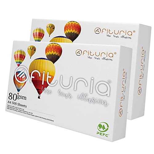 Blätter A4, Universalpapier für Drucker und Kopierer, Weißes A4-Papier für Arbeitsumgebungen und den Hausgebrauch, Blätter DIN A4 80g/m², Paket mit Blättern - Ofituria (1000 Blatt) von OFITURIA