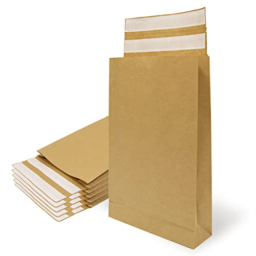 Briefumschläge aus Kraftpapier mit doppeltem Silikonstreifen für Versand und Verpackung, Papiertüten zum Versenden von Kleidung, Accessoires, Dekoration oder Geschenke (260 x 410 x 80 + 100 mm, 500 Umschläge) von OFITURIA