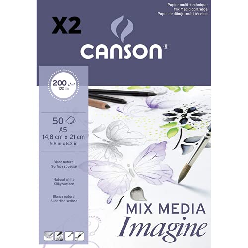 Canson Mix Media Imagine, 2 Stück, A5, 50 Blatt, feine Körnung, 200 g Canson Mix Media Imagine, 2 Stück, A5, 50 Blatt, feine Körnung, 200 g von OFITURIA