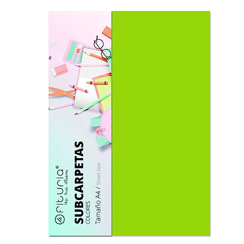 Pack de 50 Subcarpetas Resistentes Tamaño A4 Color Verde Fuerte 180g von OFITURIA