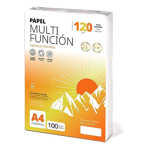 Folios A4, 120 g, 100 Blatt, Mehrzweckpapier für Drucker, Laserdrucker und Injektionsdrucker, Kopierer, für Büro, Schulbedarf, Papierpaket - Ofituria (120 g, 100 h) von OFITURIA