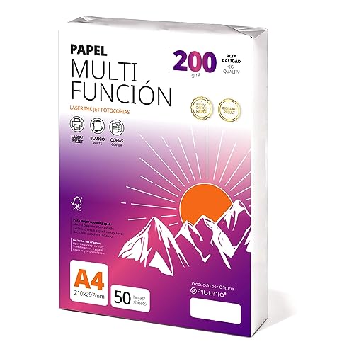 Folios A4, 200 g, 50 Blatt, Mehrzweckpapier für Drucker, Laserdrucker und Injektionsdrucker, Kopierer, für Büro, Schulbedarf, Papierpaket - Ofituria (200 g, 50 h) von OFITURIA