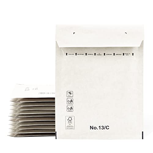 Gepolsterte Umschläge, Versandumschläge, Papiertüten mit Blaseninnen, Weiß, Versandtaschen mit Klebeverschluss - Ofiturie (10 Briefumschläge, 150 x 220 mm) von OFITURIA