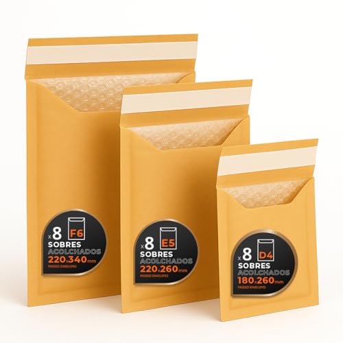 Luftpolstertaschen für Versand, 3 Größen – Kraft, Weiß oder Kombi – Selbstklebend – Papierumschläge mit Luftpolster, ideal für Versandtaschen - Pack M - Ofituria (Kraft, 24 Umschläge) von OFITURIA
