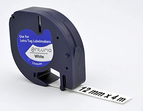 OFITURIA® Letratag Kompatible Etikettenband aus Kunststoff, 12 x 4 mm, schwarzer Druck auf weißem Hintergrund LT-100H 3 Stück von OFITURIA