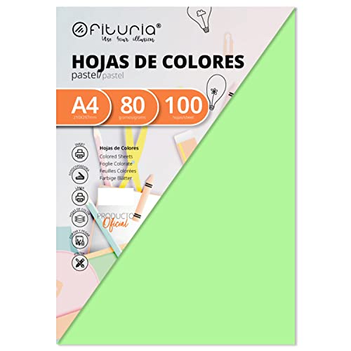 OFITURIA FAB-15614 100 Packs de 100 Hojas Color Verde Claro Tamaño A4 80g von OFITURIA