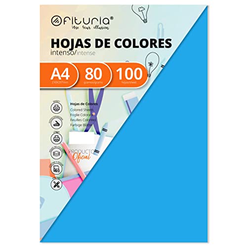 OFITURIA FAB-15628 Pack 100 Hojas Color Azul Turquesa Tamaño A4 80g von OFITURIA