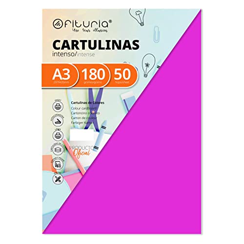 OFITURIA FAB-16576 Pack 50 Cartulinas Color Fucsia Tamaño A3 180g von OFITURIA