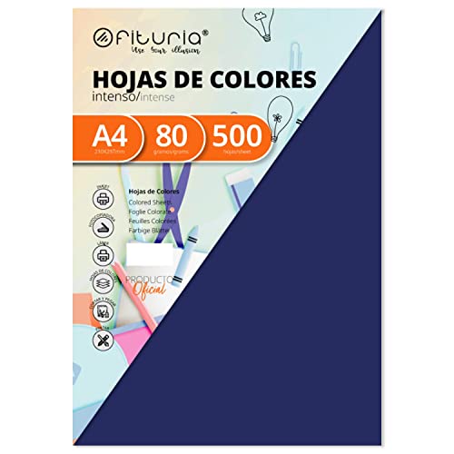 OFITURIA FAB-16974 Pack 500 Hojas Color Azul Oscuro Tamaño A4 80g von OFITURIA