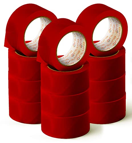 OFITURIA Klebeband, Farbe Rot, Klebeband zum Verpacken und Organisieren Ihrer Kartons und Sendungen, Siegel in verschiedenen leuchtenden Farben 66 m x 48 mm (12 Einheit - Rot) von OFITURIA