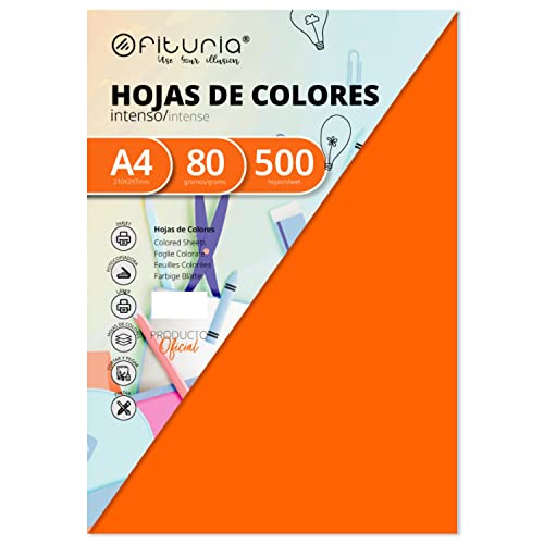 OFITURIA Pack 500 Hojas Color Naranja Tamaño A4 80g, FAB-15650 von OFITURIA