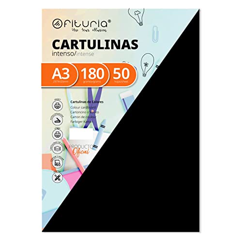 OFITURIA Pack 50 Cartulinas Color Negro Tamaño A3 180g von OFITURIA