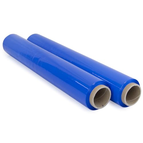 OFITURIA Verpackungsfolie, 50 cm breit und dehnbar, bis zu 300 Meter Länge, elastische Folie, manuell für industrielle Verpackung (blau, 2) von OFITURIA