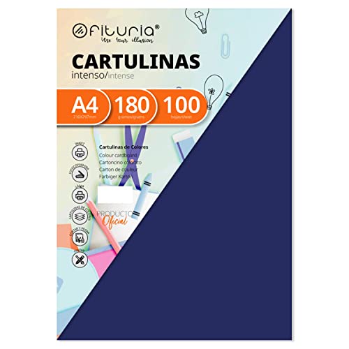Pack 100 Cartulinas Color Azul Oscuro Tamaño A4 180g von OFITURIA