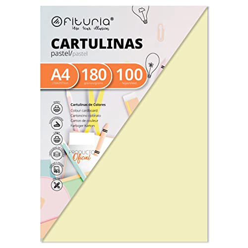 Pack 100 Cartulinas Color Crema Tamaño A4 180g von OFITURIA