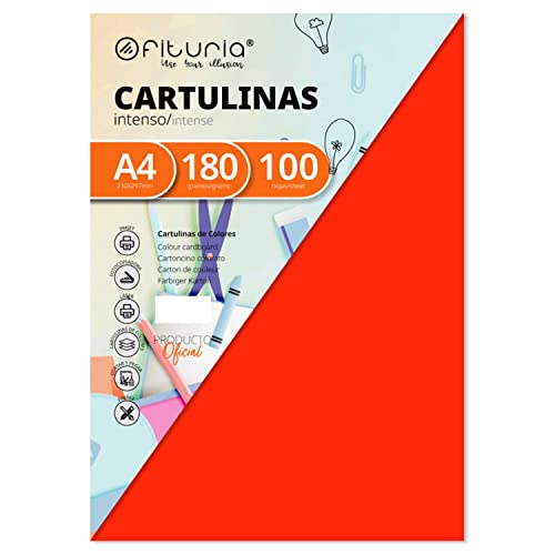 Pack 100 Cartulinas Color Naranja Tamaño A4 180g von OFITURIA
