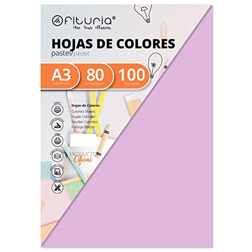 Pack 100 Hojas Color Rosa Claro Tamaño A3 80g von OFITURIA